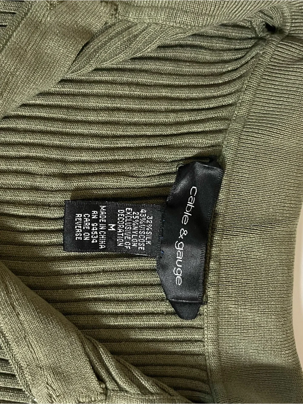 Cable & Gauge Olive Ribbed Sleeveless Zip Polo Tank - Picture 4 of 4